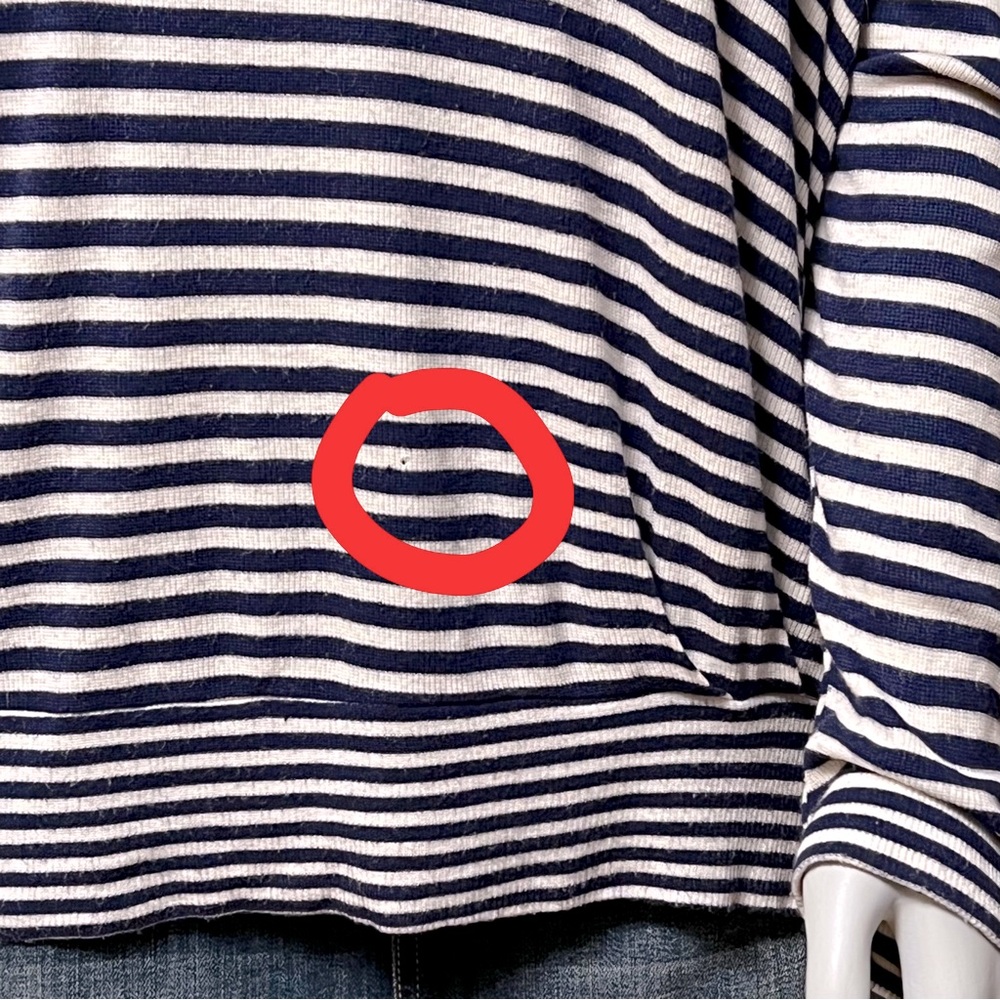 Bordeaux Blue White Striped Long Sleeve Scoop Neck Sweater - Picture 12 of 12